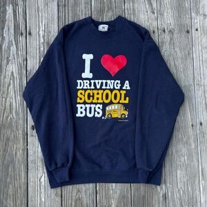 vintage 90s I love driving a school bus men's medium crewneck